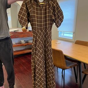 DOEN Brown Plaid Maxi Dress